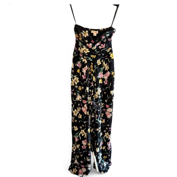 Band of Gypsies Pants - Band of Gypsies Strapless Floral Black Jumpsuit